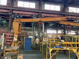 2 TON X 16' ABELL-HOWE JIB CRANE WITH BUDGIT HOIST. STOCK # 0876626