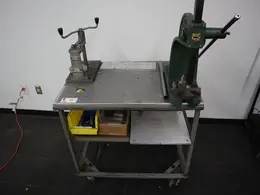 Press and Tapping Station on Rolling Cart, wiith Dake Arbor Press No.1, and EZ-Tapper Manual Hand Tapper- Auction Item