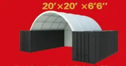 20' X 20' CONTAINER GOLDEN MOUNT MODEL #C2020-300PE DOME SHELTER TENT: STOCK #16837