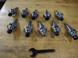 Techniks CT40 Taper Tool Holders: (10) ER16 Collet Holders, (1) Wrench- Auction Item