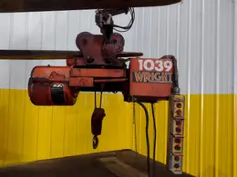 2000 LBS (1 TON) WRIGHT MODEL #W1 CABLE HOIST W/ POWERED TROLLEY: STOCK #18743