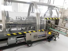 IWKA Fabrima Semi-Automatic Continuous-Motion Vertical Cartoner, Model VP-120, 2005 – Allen Bradley PanelView 600 Control – 8″ Centers, 2005