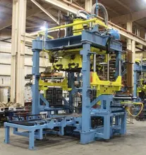 NEW and never installed EMI model SP-4444 cold box core system high production, fully automatic, single station cold box core machine, 300# blow capacity, 40" x 40" shooting area, drag eject, 35 second cycle, quick change tooling, pit less design, enclosure