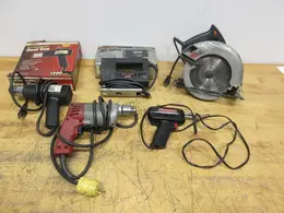 Corded Power Tools, Milwaukee Drill, 7-1/4" Skilsaw, Black &amp; Decker Jigsaw, Weller Soldering Iron, Ace Heat Gun- Auction Item