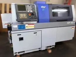 2015 STAR SR-32J CNC Swiss-Type Automatic Lathe, 1-1/4" Bar Capacity, Fanuc 32i-B CNC Control, Main &amp; Sub-Spindle, C-Axis, Live Tooling, and Back-Working Capability.