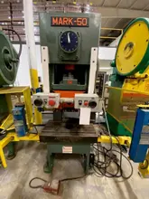 50 TON SUTHERLAND MARK 50 GAP FRAME PRESS, 4.3" STR, 10.6" DIE HEIGHT, 2.3" ADJ, 33" X 17.3" BA, 50-85 SPM VARI