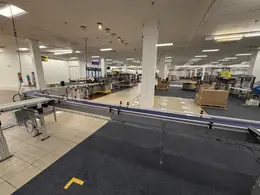 Complete Packaging Line for trays / flat Product including Custom Conveyor System, (2) Texwrap L-Bar Sealers and Heat Tunnels, Econocorp Automatic Cartoner and Case Packer and CTM Case labeler, 2023