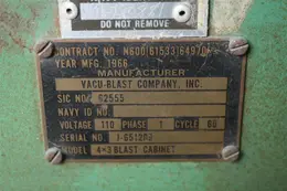 48' x 36' VACU BLAST BLASTING CABINET: STOCK #50990