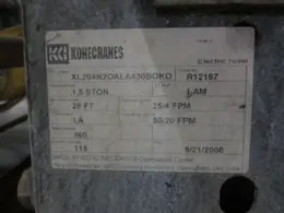 1.5 TON HOIST X 24' 2 TON KONE UNDERSLUNG CRANE: STOCK #51776