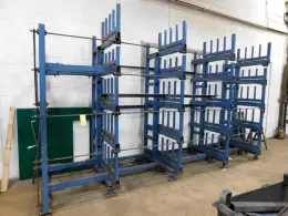 18' X 5 TIER SSS STEEL STORAGE SYSTEMS SINGLE SIDE RETRACTABLE ARMS BUNDLE STORAGE RACK: YOBRO #24364