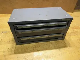 Huot 3 Drawer End Mill Organizer with Assorted HSS End Mills, Some New In Packaging- Auction Item