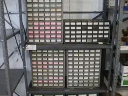 Shelving Unit with (6) Multi-Bin Cabinets with Hardware and Fasteners Contents- Auction Item