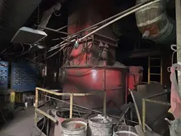 B and P model 85b muller with dust hood, motor and gearbox, batch hppper and cooling blower