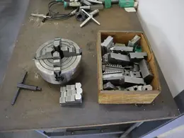 4-Jaw Chuck, 8" with 2-1/8" Hole, Assorted Chuck Jaws, D1-4" Camlock Back- Auction Item