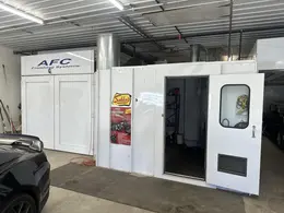 AFC Finishing Systems CP-1 Complete Paint Finishing Booth, 2013 – Spray Booth, Paint Mixing Room, Prep Bench with Curtains, Ventilation System