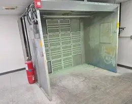 9' X 9' X 8' AMEREX PAINT SRAY BOOTH, WITH FUME COLLECTION &amp; FIRE SUPRESSION: YOBRO #24675