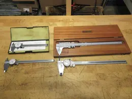 Mitutoyo Dial Calipers 8" &amp; 150MM Metric, Generic 12" Dial Caliper, Starrett 14" Vernier - Auction Item