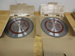 Oshlun Non-Ferrous Cut-Off Saw Carbide Tipped Blades (2pcs), 14" x 1" x 100T, (1) New, (1) Slight Use- Auction Item