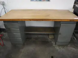 Equipto Work Bench, Wood Top, Cabinet Base, (4) Drawers, Lower Shelf- Auction Item