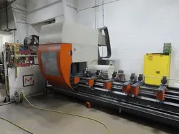Elumatec SBZ 5-axis CNC Profile Machining Center, 5-Axis CNC Control, 10.3M / 33.8' X-Axis Travel, 20-ATC, 500mm Blade, 24,000 RPM