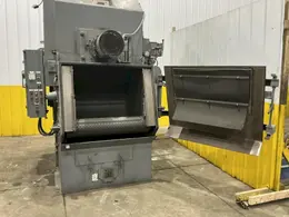 5 CU FT X 15 HP WHEELABRATOR TUMBLAST RUBBER BELT SHOT BLAST CABINET: YOBRO #25013