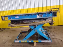 3,000 LBS X 48" X 48" ROTO-MAX HYDRAULIC SCISSOR LIFT TABLE W/ ROTARY LEWCO ROLLER CONVEYOR TOP, 110 VOLT: STOCK #20871