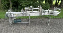 9' Smooth Top Belt Conveyor W Laner &amp; 15" Accumulation Disc