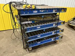 3,000 LBS X 48" X 48" ROTO-MAX HYDRAULIC SCISSOR LIFT TABLE W/ ROTARY LEWCO ROLLER CONVEYOR TOP, 110 VOLT: STOCK #20875