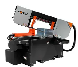 1 - NEW COSEN SEMI-AUTOMATIC SWIVEL HEAD DOUBLE-MITERING BANDSAW, MODEL #: SH-520DM
