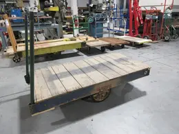 Railroad Style Moving Cart with Large Center Wheel and Swivel End Wheels, Wooden Deck- Auction Item