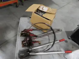 Heavy Duty Banding Straps, Ratchets, Crimper and Box of Clips 1-3/8" Wide x 2" Long- Auction Item
