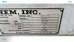 12.75" X 12.75" H.E.M. H90A-1 AUTOMATIC HORIZONTAL BAND SAW STOCK #3041