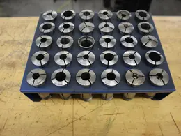 Hardinge 5C Collets in Metal Divider Rack (30 Collets)- Auction Item
