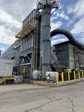 2020 IVI model pa16x24x144 Top access pulse bag dust collector s/n with Nema 150 hp motor and 2020 New York blower model 48BC rated at 31,000 cfm, screw conveyor discharge, controls, (note being usesd at 44,000 cfm)