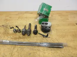 R8 Tool Holders, (1) Valu-Bore Offset Boring Head 4" x 1", (1) Jacobs #32 Keyed Chuck, (2) Bridgeport 2J Draw Bars *New and Used*,  (2) Jacobs 7B Keyed Chucks- Auction Item