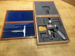 Brown &amp; Sharpe Depth Micrometer 0"-6" &amp; Starrett Pistol Grip Groove Gage W/ Attachments- Auction Item