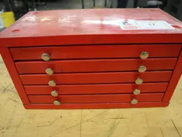 Huot Index (5) Drawer with Taps, Reamers, Insert Cutters, Boring Tools, etc..- Auction Item