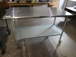 Gridmann Stainless Steel Table - Portable on Casters w Lower Shelf- Auction Item
