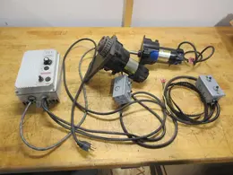 Baldor DC Motor Variable Speed Control Box &amp; Baldor Motor 1/15 HP #GPP233140 (2) Spare Motor &amp; Belts- Auction Item