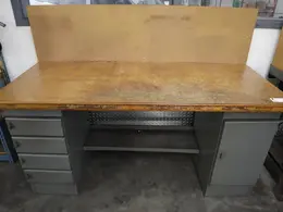 Equipto Heavy Duty Steel Work Bench with Wood Top and Lower Drawers- Auction Item