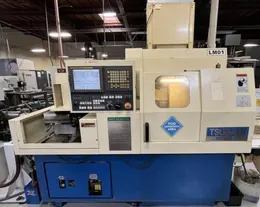 Tsugami BS26-III High-Precision CNC Swiss Lathe equipped with Live Sub-Spindle, Bar Feeder, High Pressure Unit, and Tooling