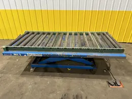 5,000 LBS X 96" X 48" BISHAMON HYDRAULIC SCISSOR LIFT TABLE WITH ROLLER CONVEYOR TOP, 115 VOLT: STOCK #20963