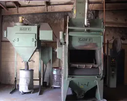 GOFF PERFORATED-DRUM ABASIVE BLAST CLEANING MACHINE W/ DUST COLLECTOR: YOBRO #25939