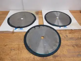 Cut-Off Saw Non-Ferrous Carbide Tipped Saw Blades (3pcs), (1) Leitz 350mm x 30mm x 108T, (1) FS Tool 350mm x 32mm x 108T, (1) 350mm x 30mm x 108T- Auction Item