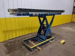 3,000 LBS X 30" X 96" BISHAMON MODEL #VIS-35-48 HYDRAULIC SCISSOR LIFT TABLE WITH ROLLER TOP, 110 VOLT: STOCK #20965