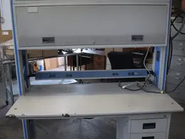 IAC Industries Portable Work Bench, (2) Upper Cabinets, Work Light, Power Strip, (3) Drawers, Formica Work Surface- Auction Item