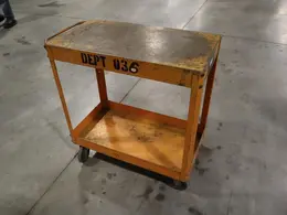 Metal Orange Rolling Shop Cart- Auction Item