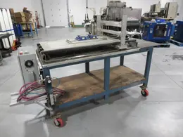Heavy Duty Rolling Work Bench With Linear Rails, 2 Vises, Air Hose &amp; Regulator- Auction Item