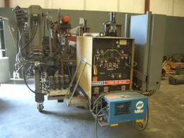 72"(1828MMmm)x.375"(9.5mm) COIL END JOINING WELDER, HOBART 300 AMP WELDER(12264)