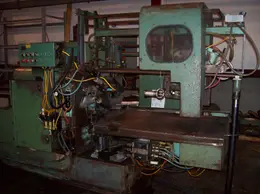 3" MODERN MODEL 3LD,CUT OFF MACHINE, WITH 20' MODERN AUTOMATIC LONG BAR LOADER HOPPER TABLE, PLC CONTROLS, 1987